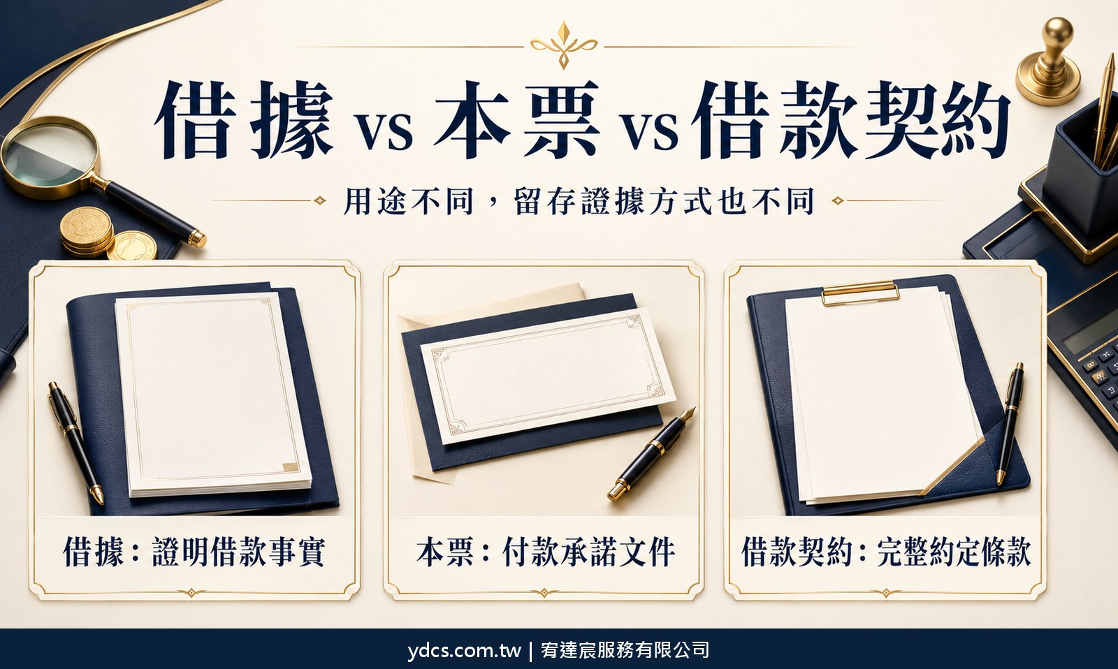 借據本票借款契約差異比較