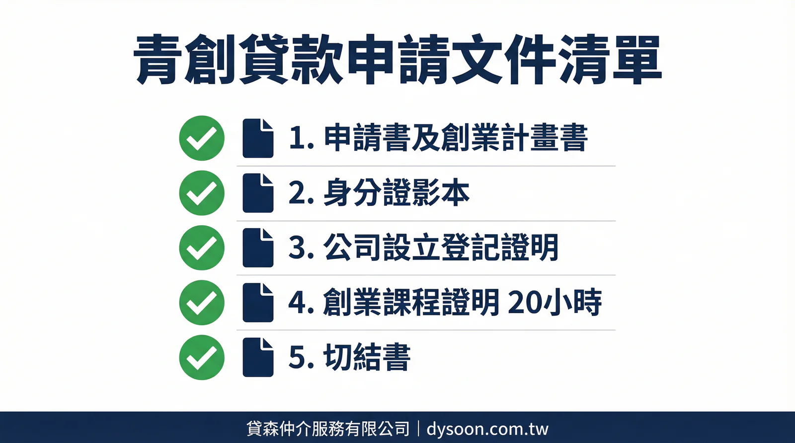 青年創業貸款必備文件清單-宥達宸服務有限公司